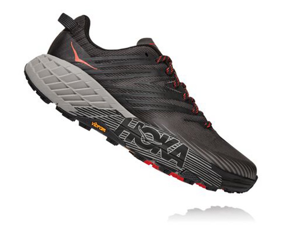 Trail Shoes Mens - Hoka One One Speedgoat 4 - Black - LNVWBXJ-60